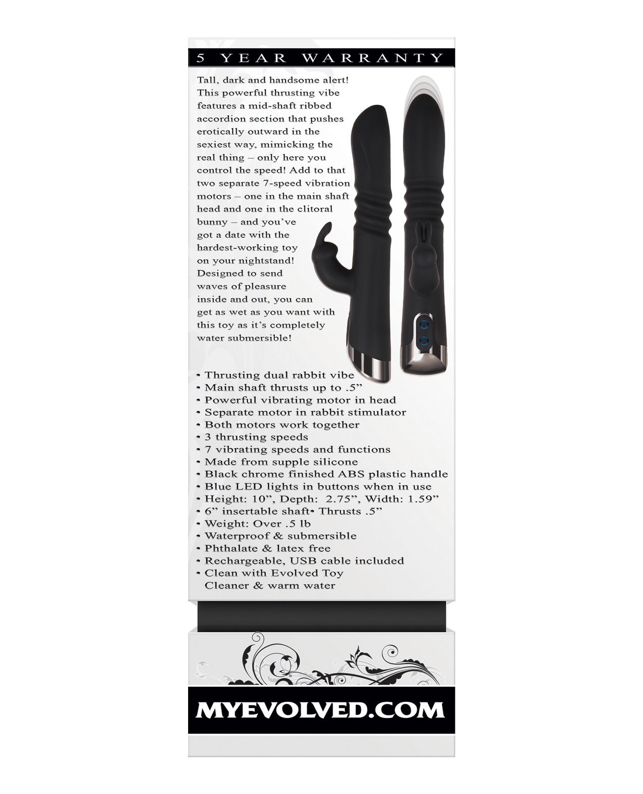 Evolved Rapid Rabbit Thrusting Dual Vibe - Black - Image 2
