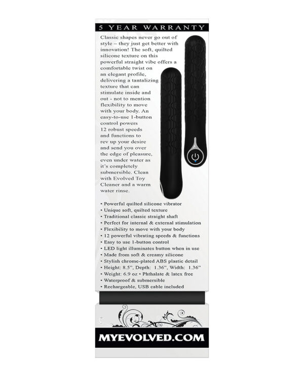 Evolved Quilted Love Rechargeable Vibrator - Black - Image 2