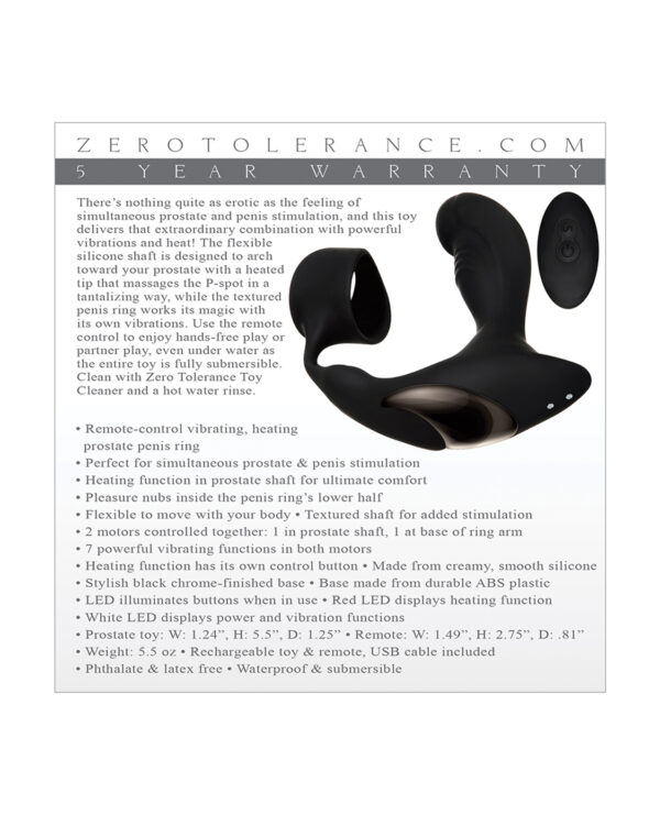 Zero Tolerance Strapped & Tapped Rechargeable Prostate Vibrator - Black - Image 2
