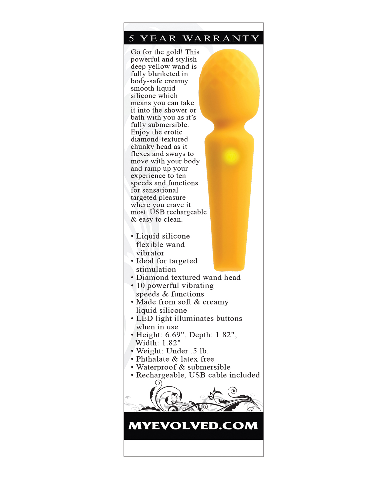 Evolved Sunshine Flexible Wand Vibrator - Yellow - Image 2