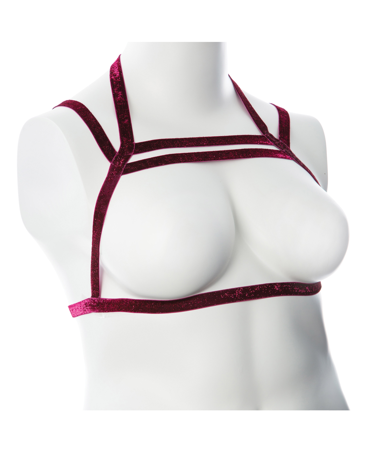 Gender Fluid Sugar Coated Harness - XL-XXXL Raspberry Glitter - Image 2