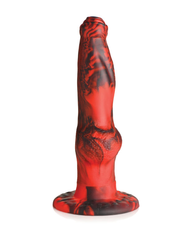 Creature Cocks Hell-Wolf Thrusting & Vibrating Silicone Dildo - Black/Red - Image 5