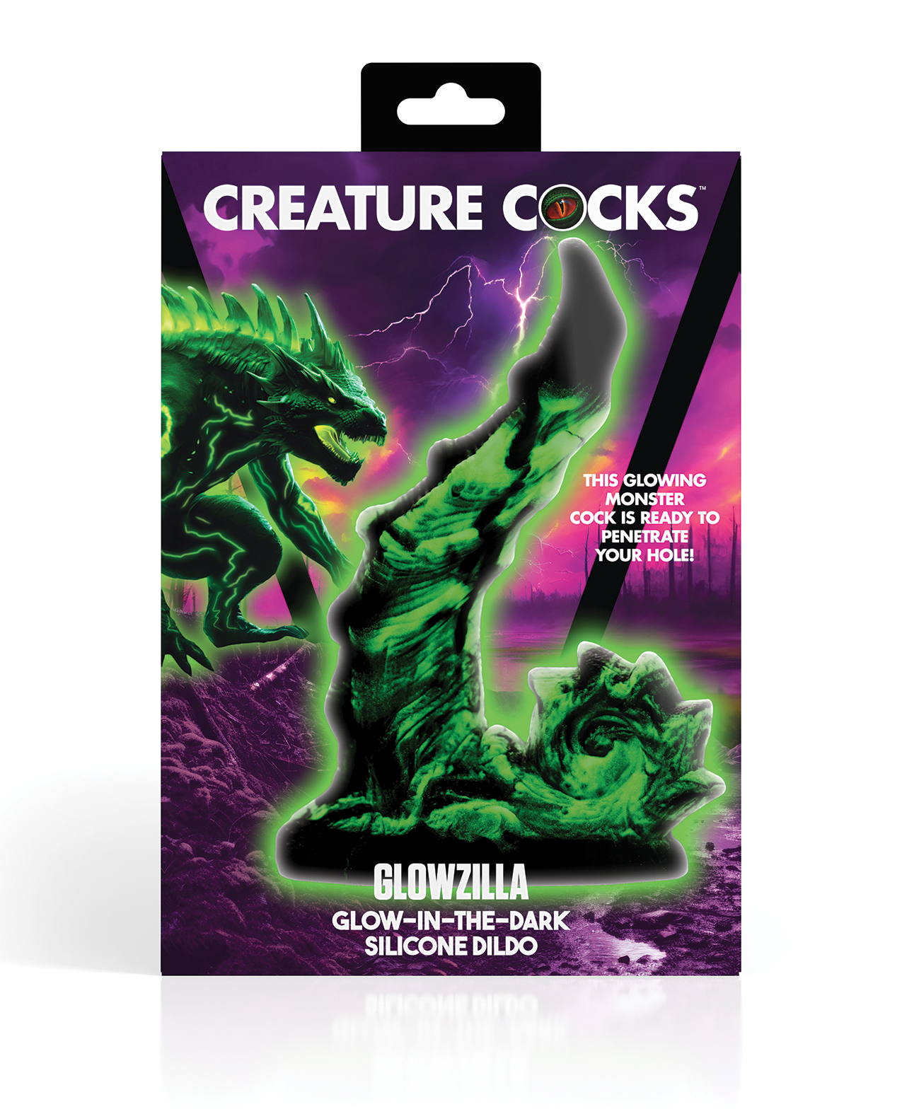 Creature Cocks Glowzilla Silicone Dildo - Glow in the Dark - Image 4