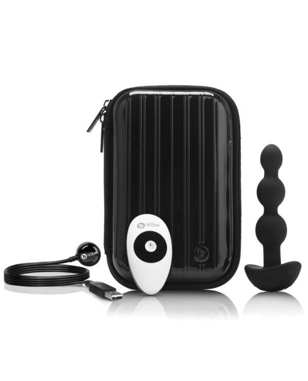 b-Vibe Remote Triplet Anal Beads - Black - Image 5