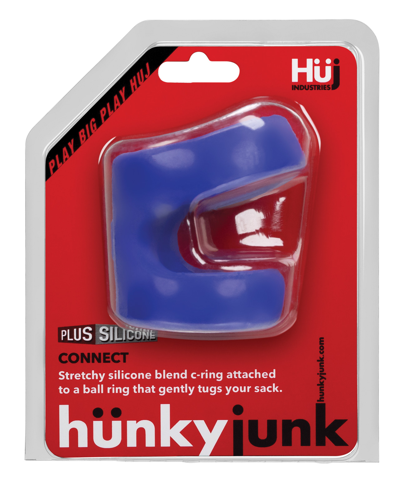 Hunky Junk Connect Cock Ring w/Balltugger - Cobalt - Image 4