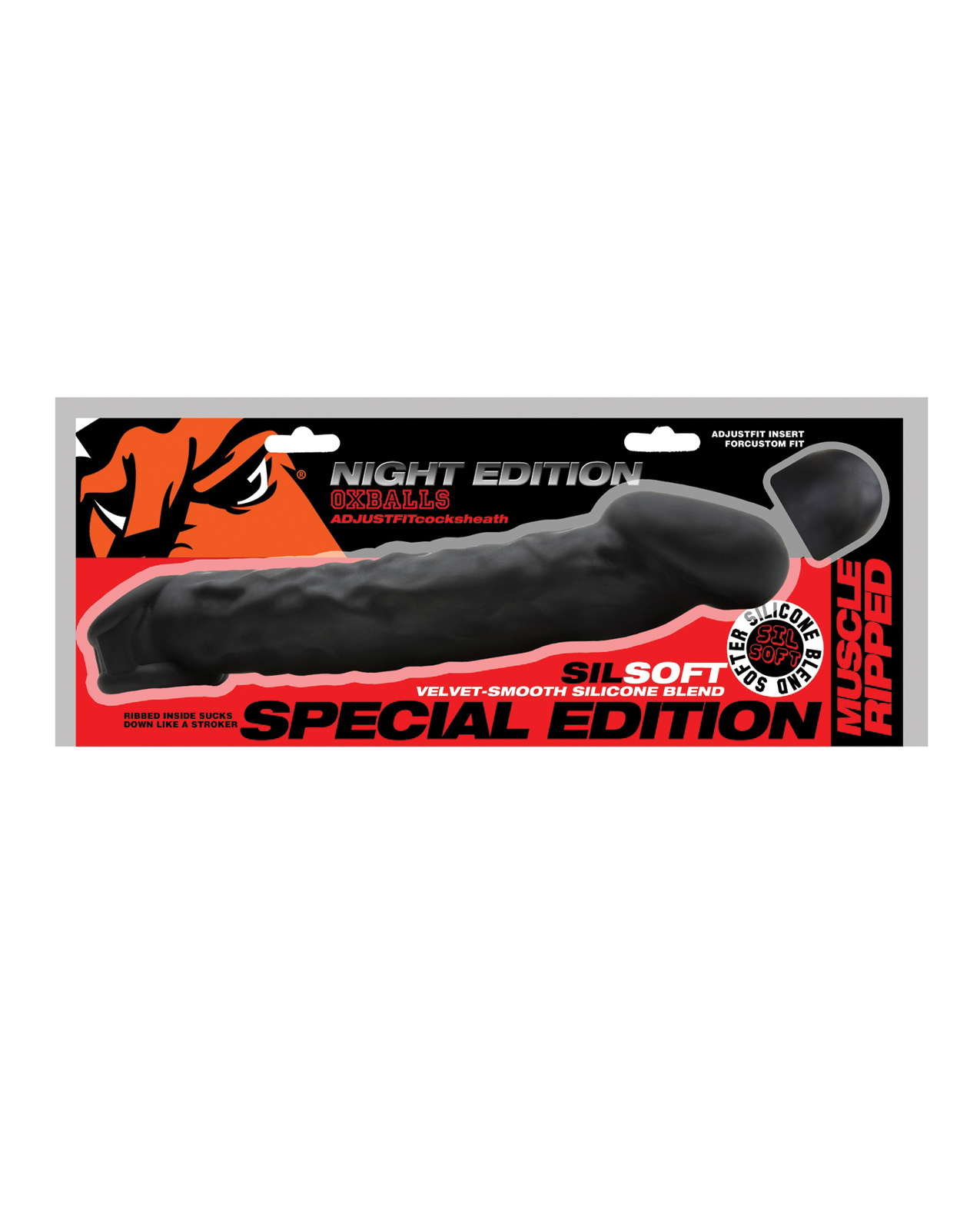 Oxballs Muscle Ripped Inner Ribbed Velvet-Smooth Cocksheath - Special Edition Black - Image 5