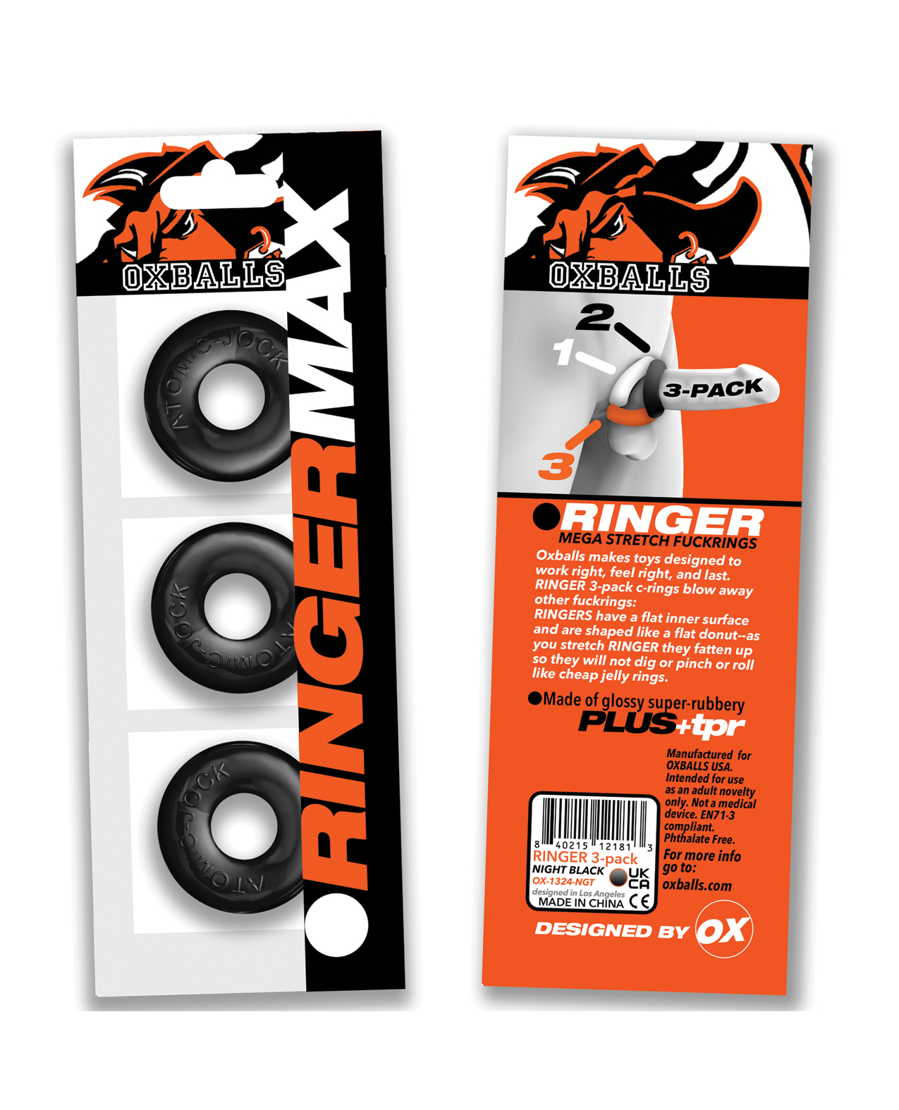 Oxballs Ringer Max 3 Pack Cockrings - Black - Image 3