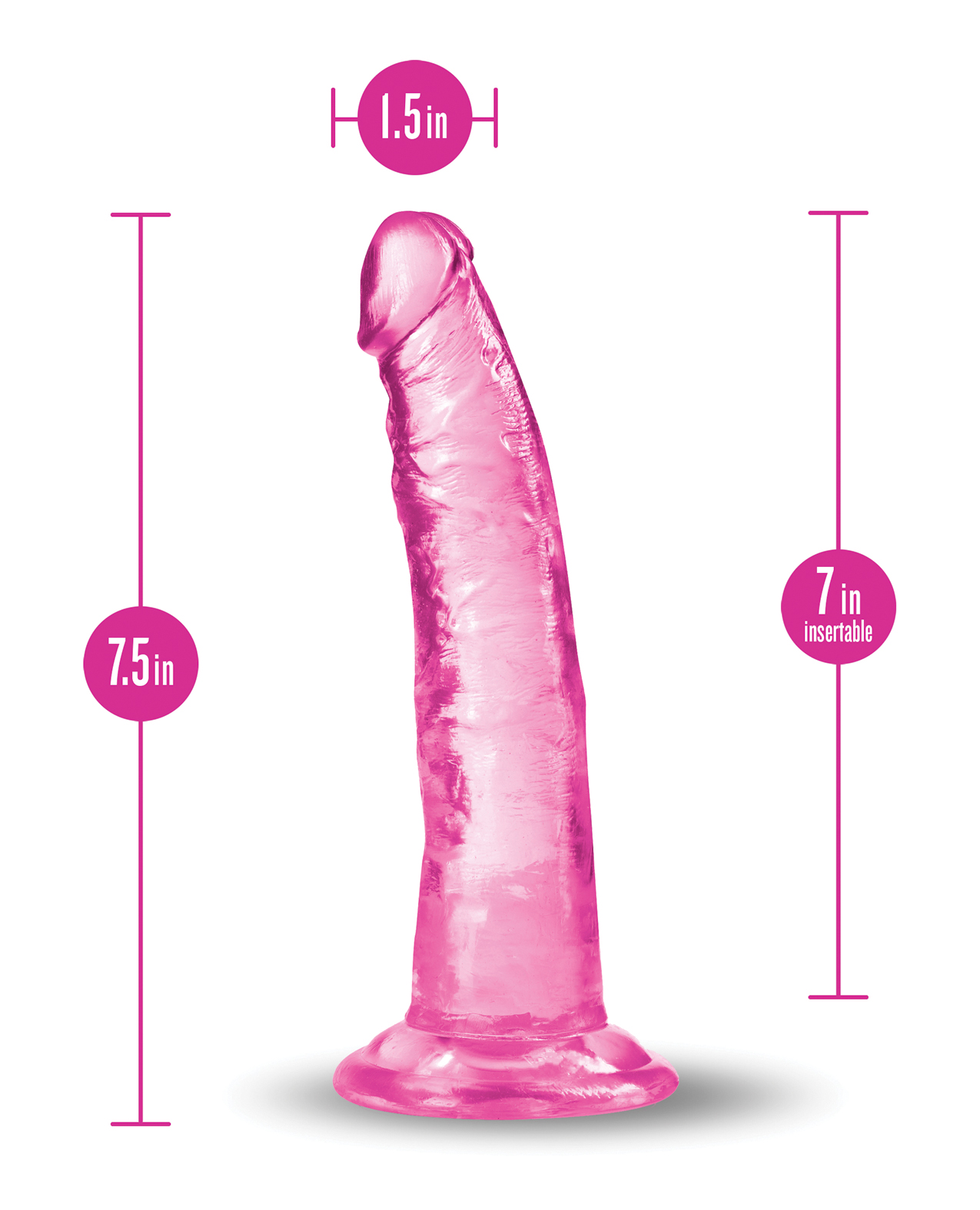 Blush B Yours Plus 7" Lust n' Thrust Dildo - Pink - Image 4