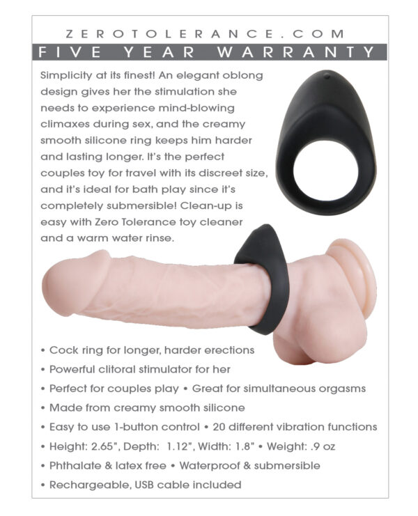 Zero Tolerance Night Rider Cock Ring - Black - Image 2