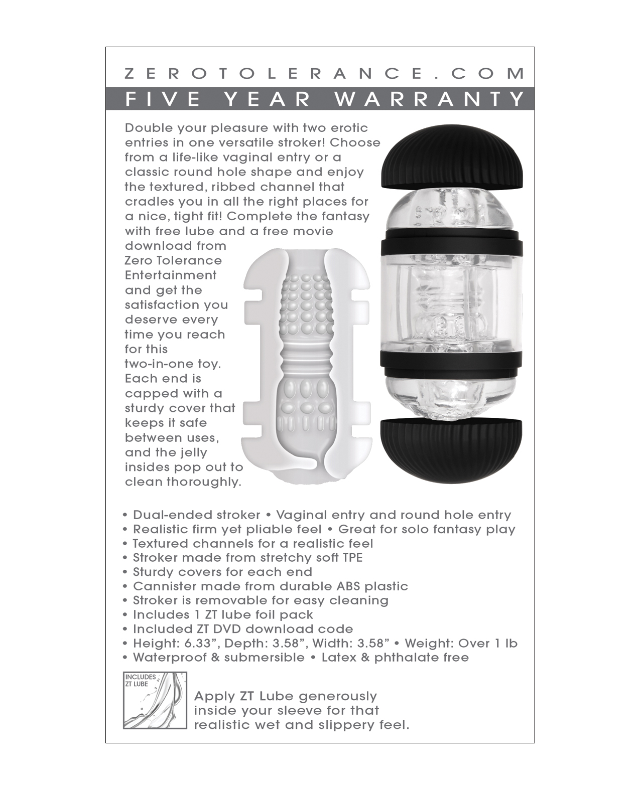 Zero Tolerance Double Decker Stroker - Black/Clear - Image 2