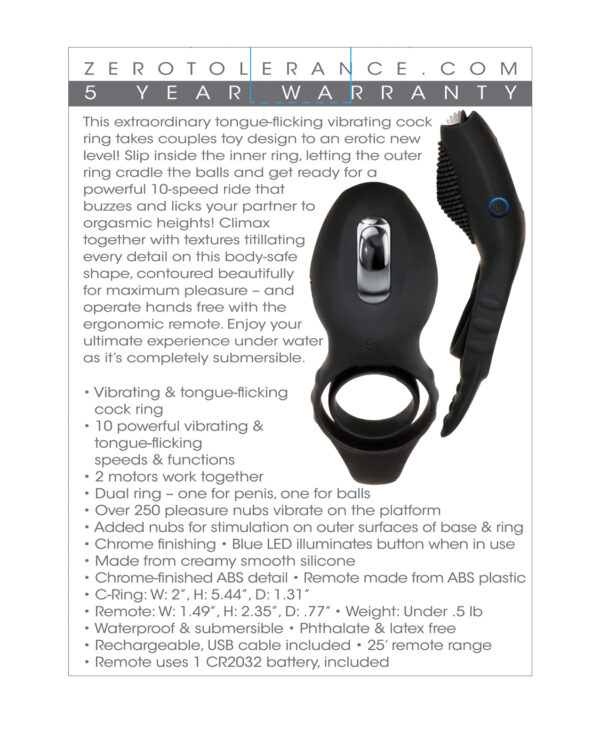 Zero Tolerance Mr. Flicker Vibrating Cock Ring - Black - Image 2
