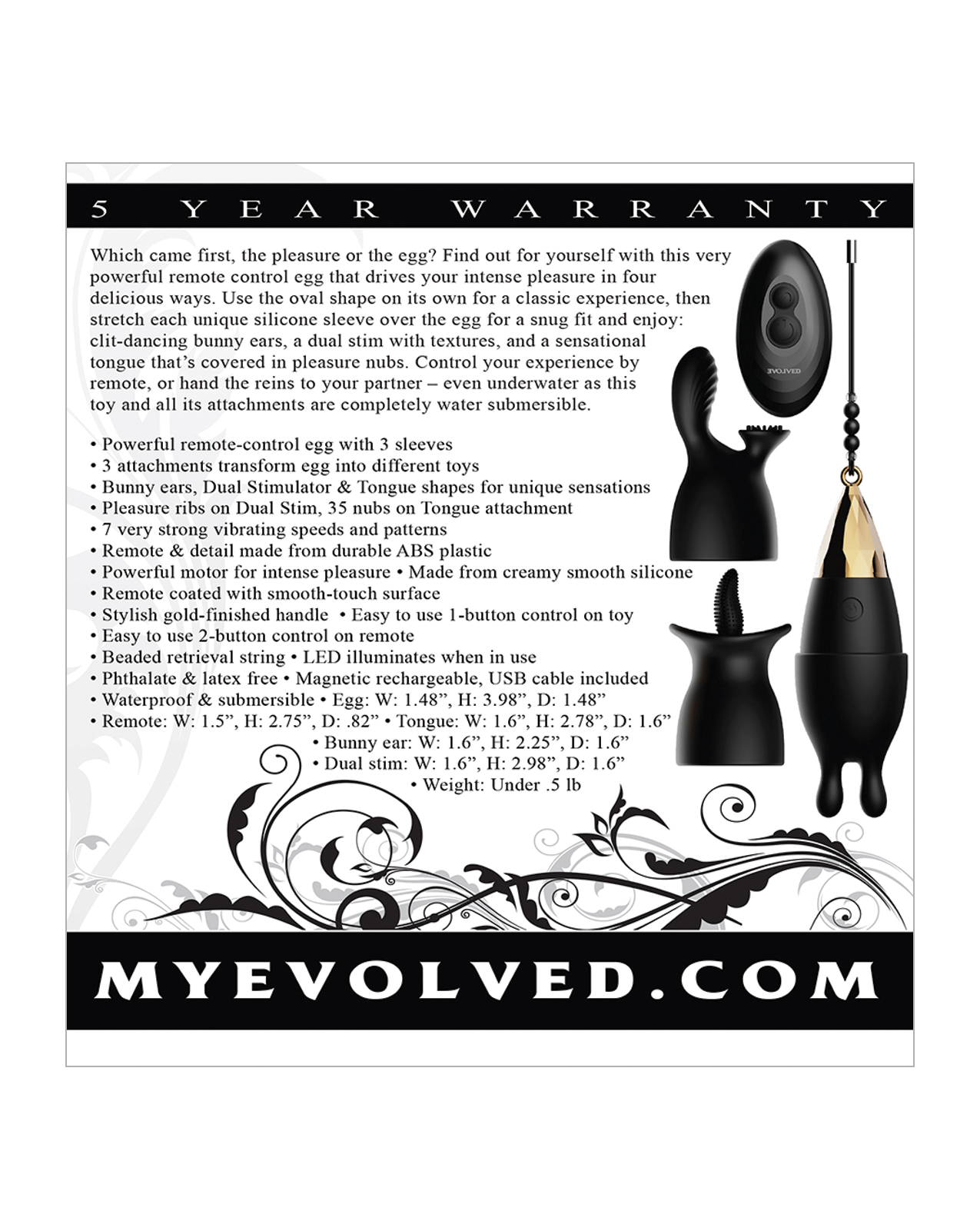 Evolved Egg Citement Rechargeable Bullet - Black/Gold - Image 2