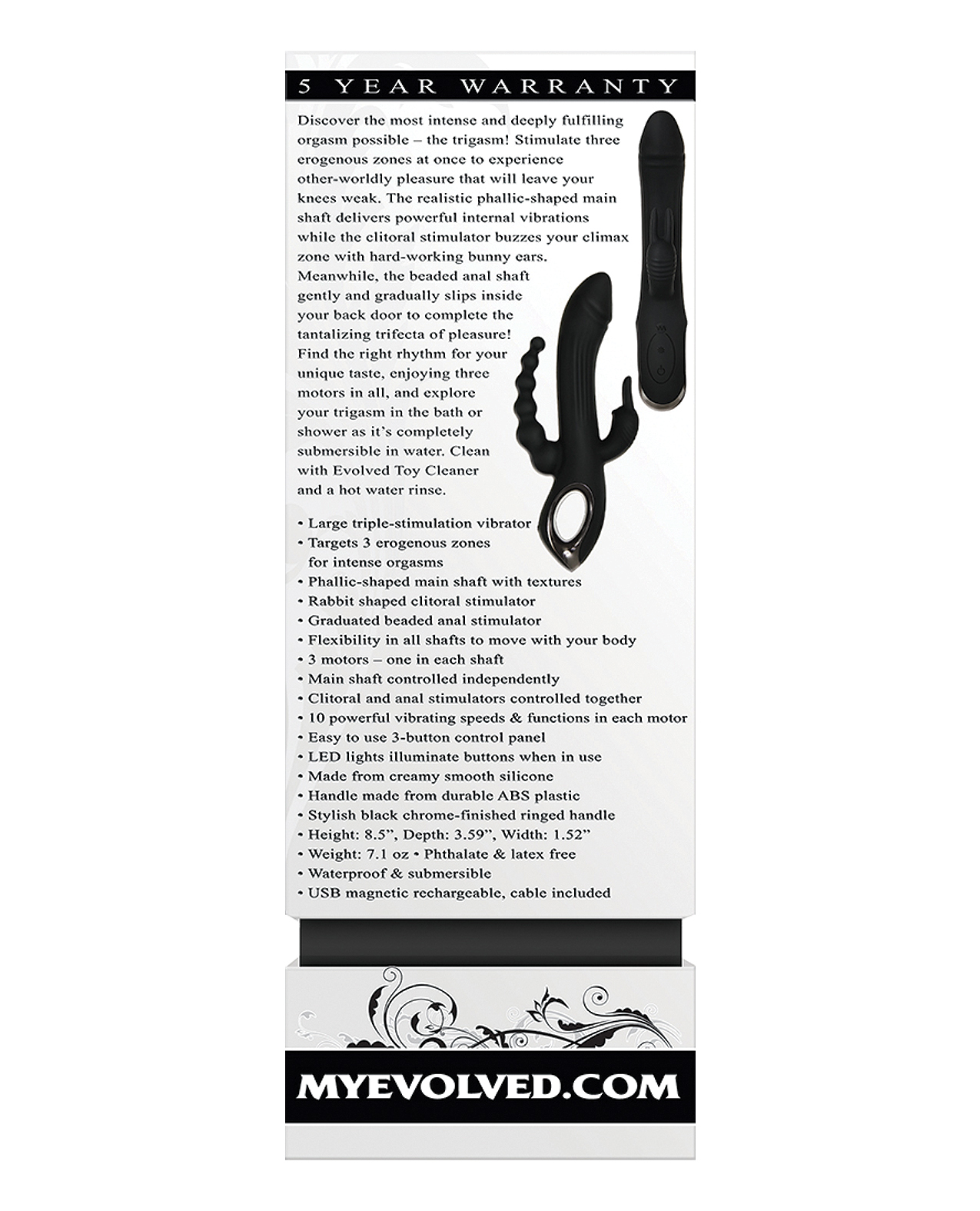 Evolved Trifecta Triple Stim Rechargeable - Black - Image 2