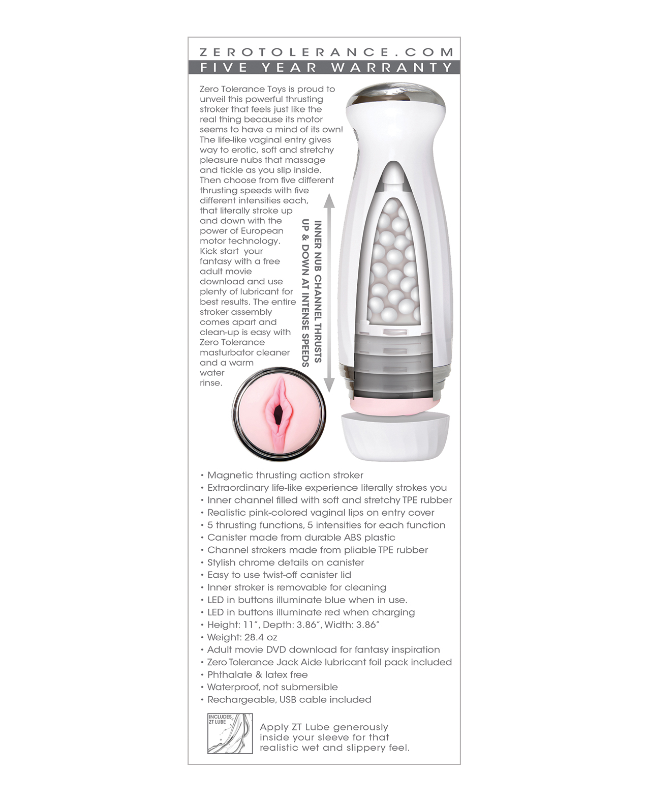 Zero Tolerance The Thrusting Stroker Rechargeable - White - Image 2