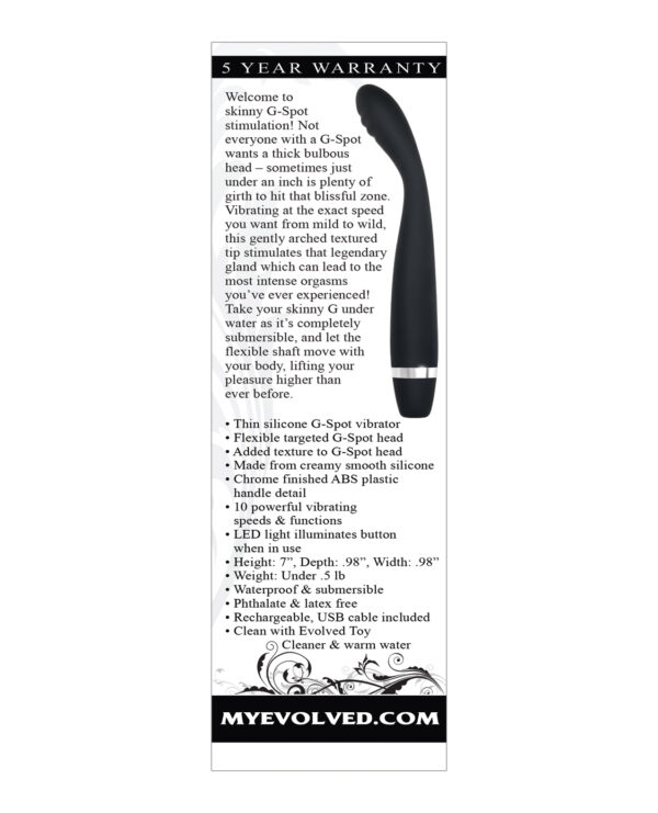 Evolved Skinny G  Silicone G Spot Vibrator - Black - Image 2