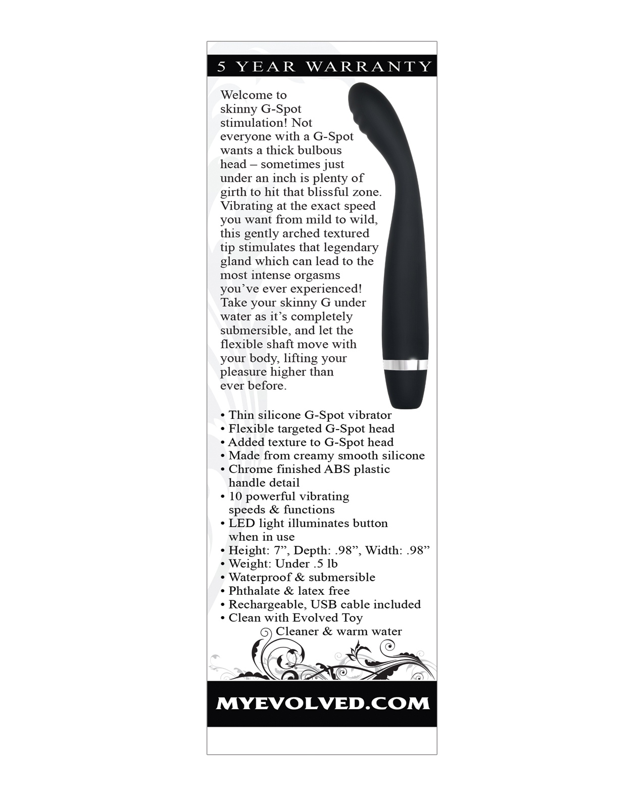 Evolved Skinny G  Silicone G Spot Vibrator - Black - Image 2