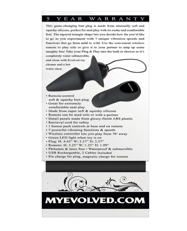 Evolved Plug & Play Remote Anal Plug - Black - Image 2