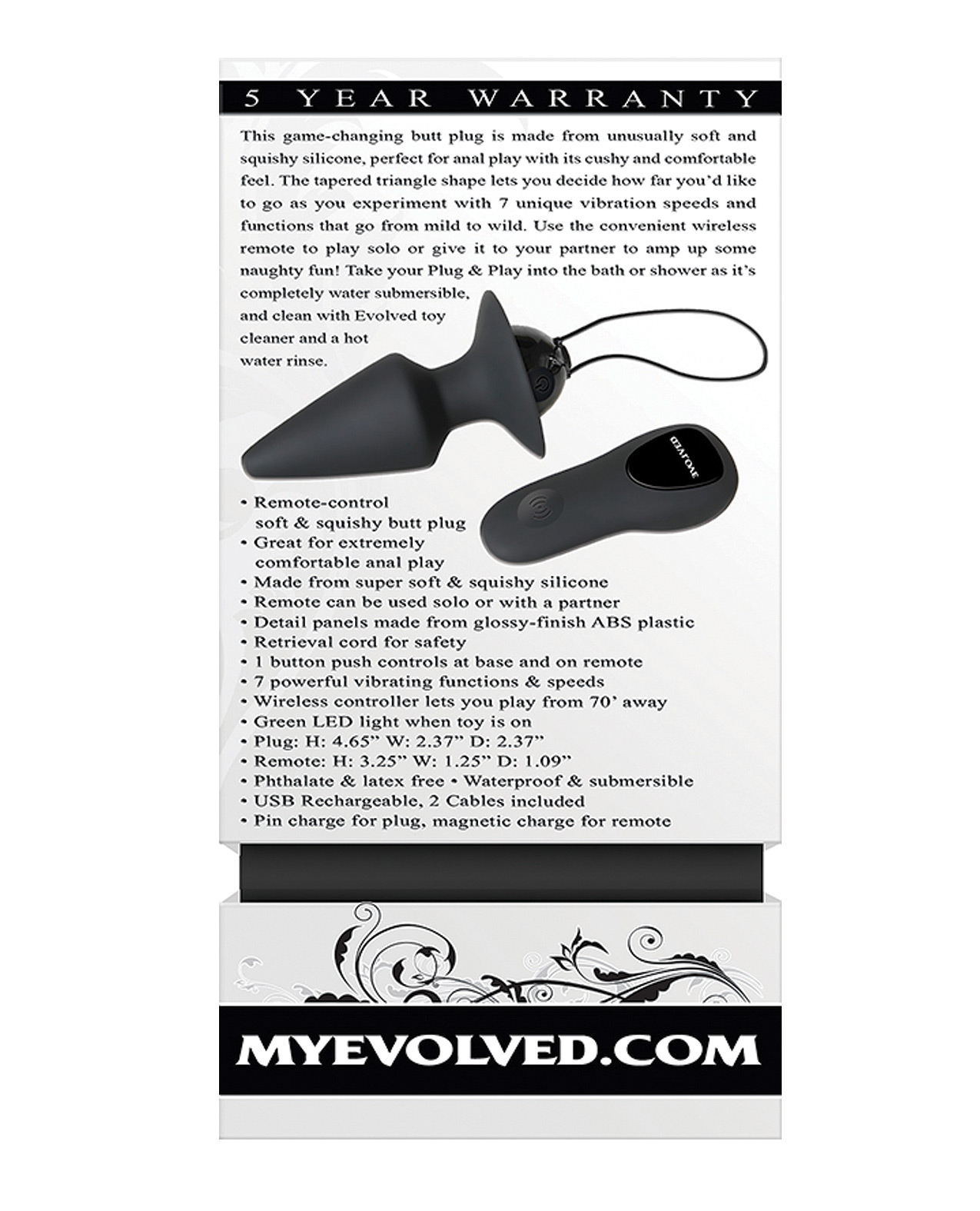 Evolved Plug & Play Remote Anal Plug - Black - Image 2
