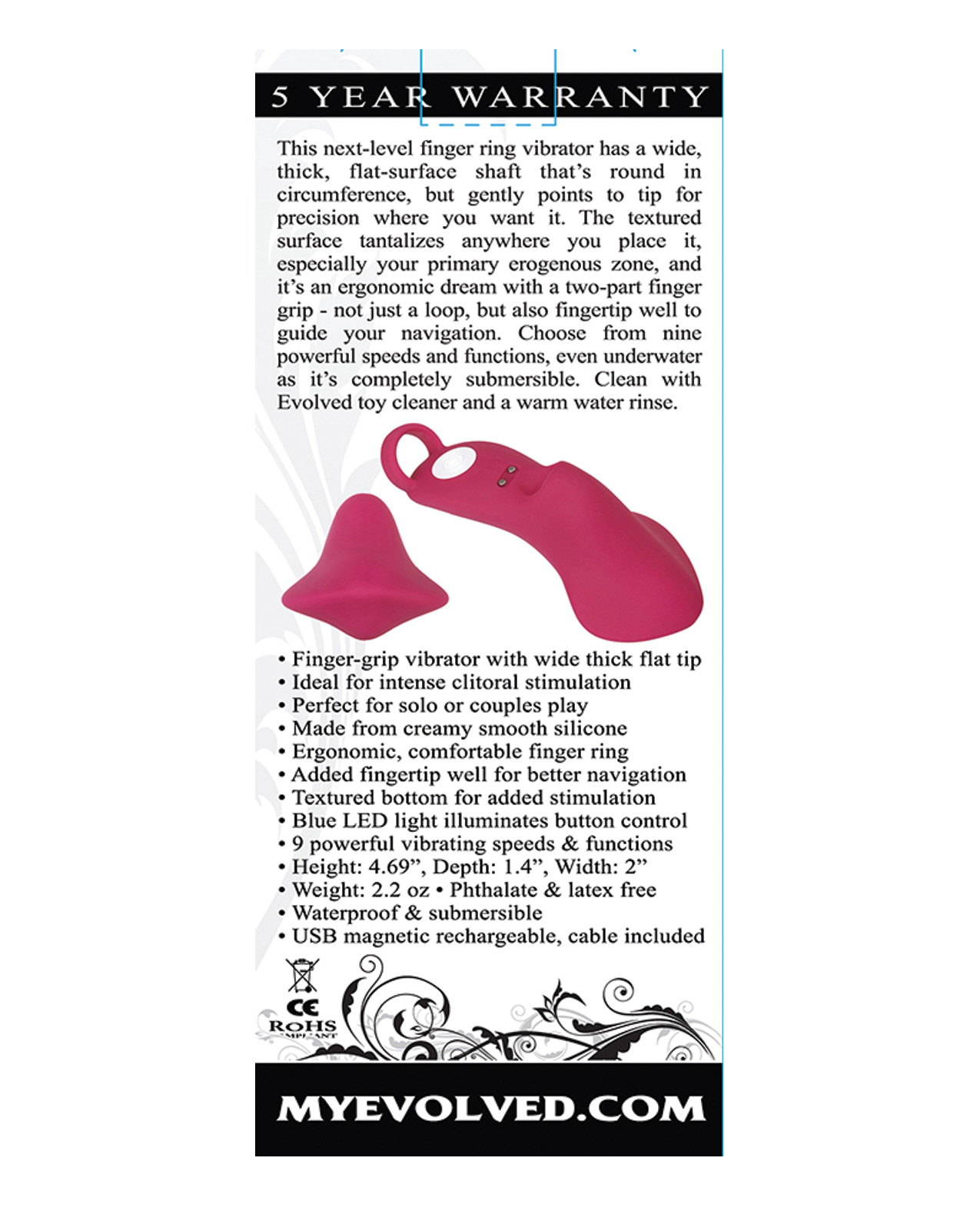 Evolved Frisky Finger Rechargeable Bullet - Burgundy - Image 2