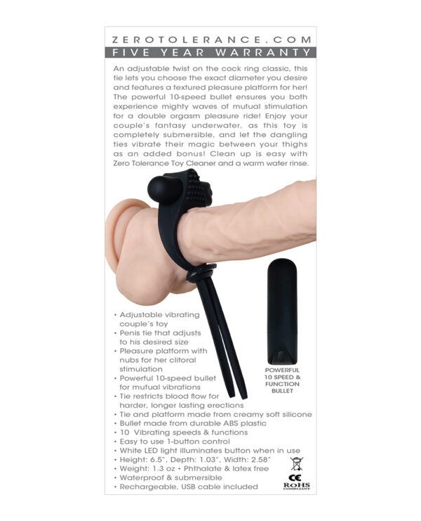 Zero Tolerance Black Tie Affair Cock Ring - Black - Image 2