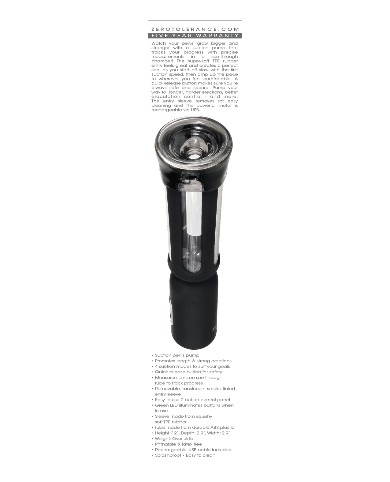 Zero Tolerance Pump It Up Suction Penis Pump - Black - Image 2