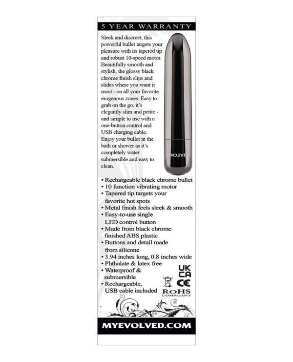 Evolved Real Simple Rechargeable Bullet - Black Chrome - Image 2