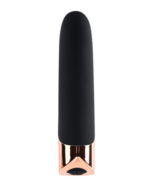 Gender X The Gold Standard Rechargeable Silicone Bullet - Black/Rose Gold - Image 3