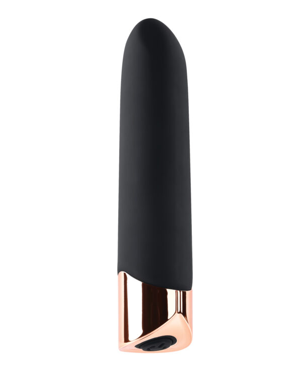 Gender X The Gold Standard Rechargeable Silicone Bullet - Black/Rose Gold - Image 4