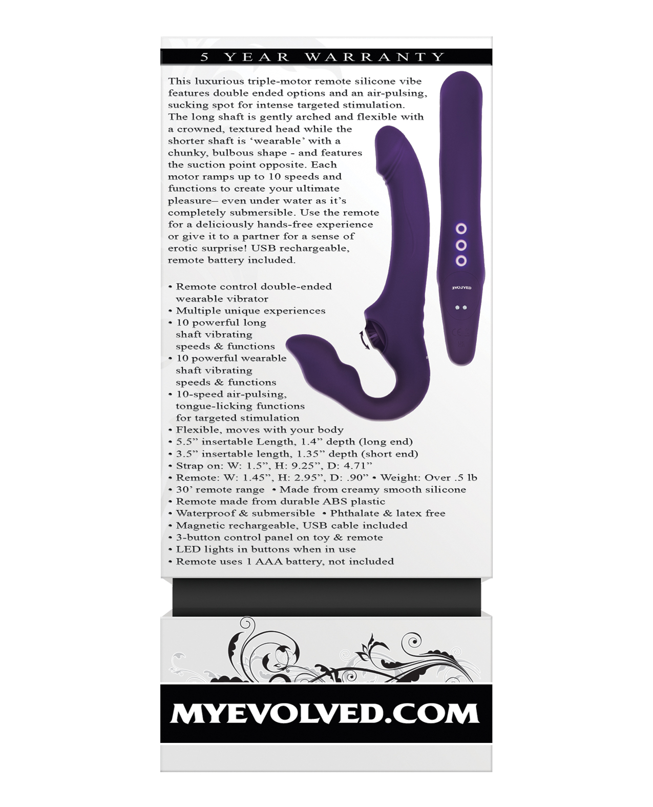 Evolved 2 Become 1 Strapless Strap On - Purple - Image 2