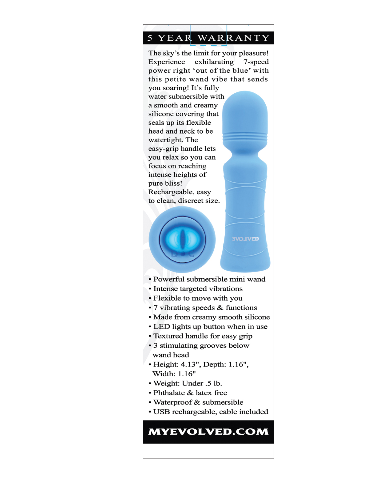 Evolved Out of The Blue Vibrating Mini Wand - Blue - Image 2