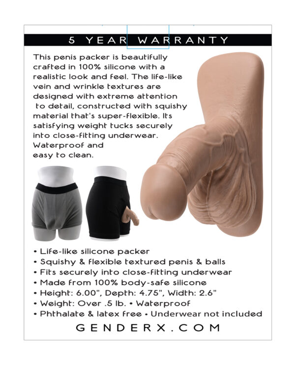 Gender X 4" Silicone Packer - Tan - Image 2