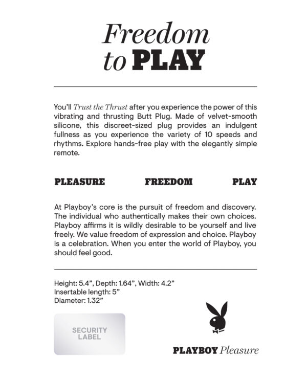 Playboy Pleasure Trust The Thrust Butt Plug - 2 AM - Image 2
