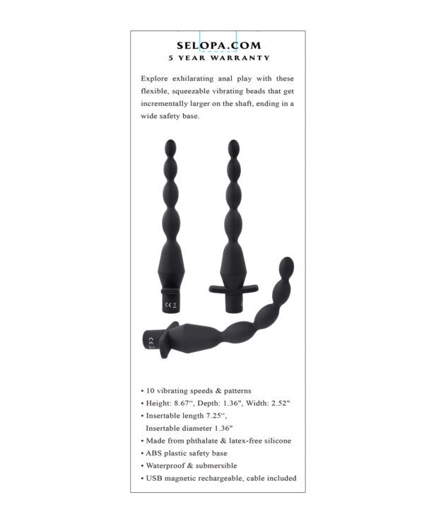 Selopa Vibrating Butt Beads - Black - Image 5