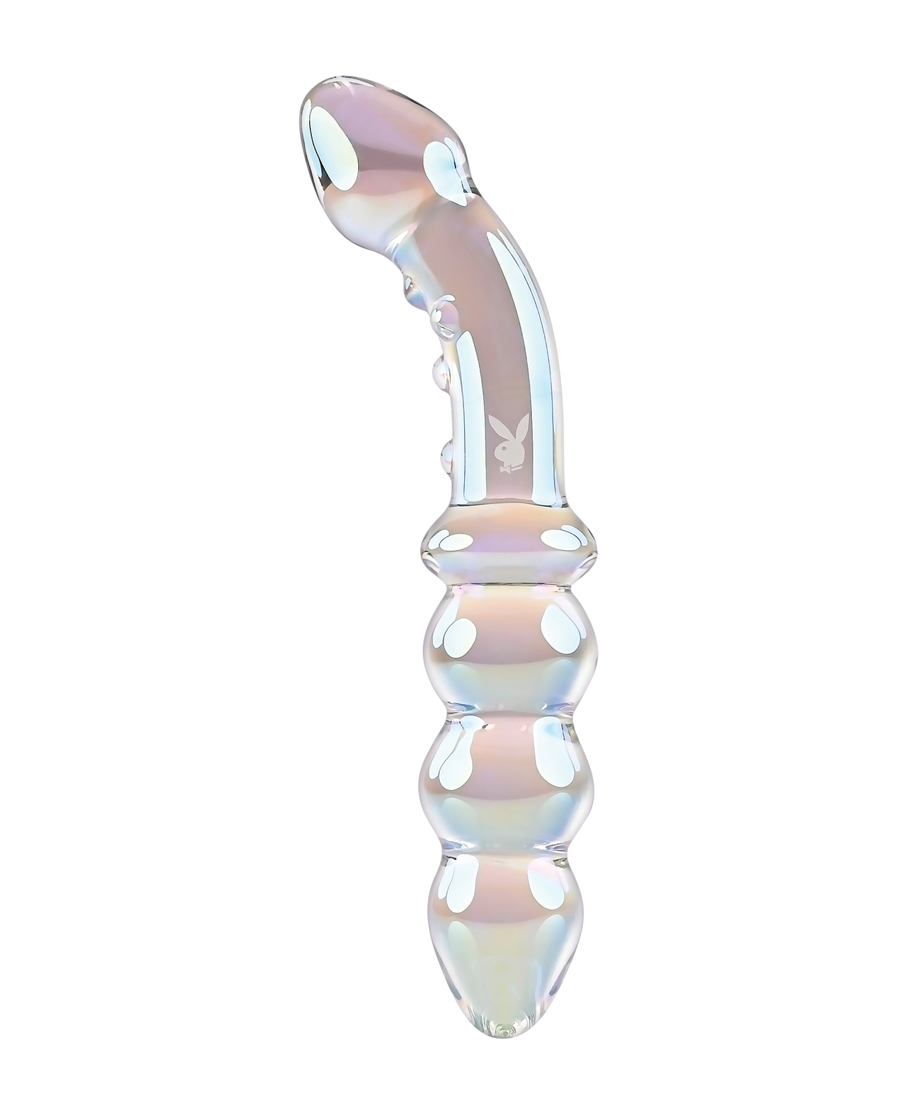 Playboy Pleasure Jewels Double Glass Dildo w/Anal Beads - Clear - Image 2