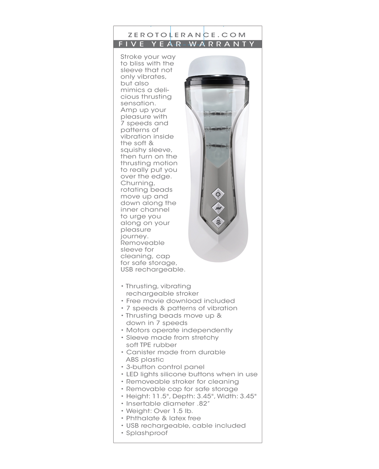 Zero Tolerance Stroking Buddy - White - Image 5