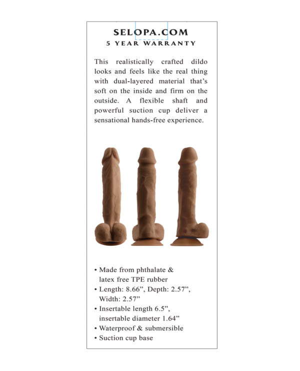 Selopa 6.5" Natural Feel Dildo - Dark - Image 5