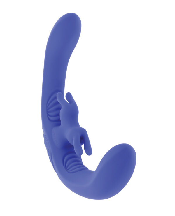 Evolved Lovebirds Curved Dual-Ended Rabbit Vibe w/Remote Control - Blue - Image 2