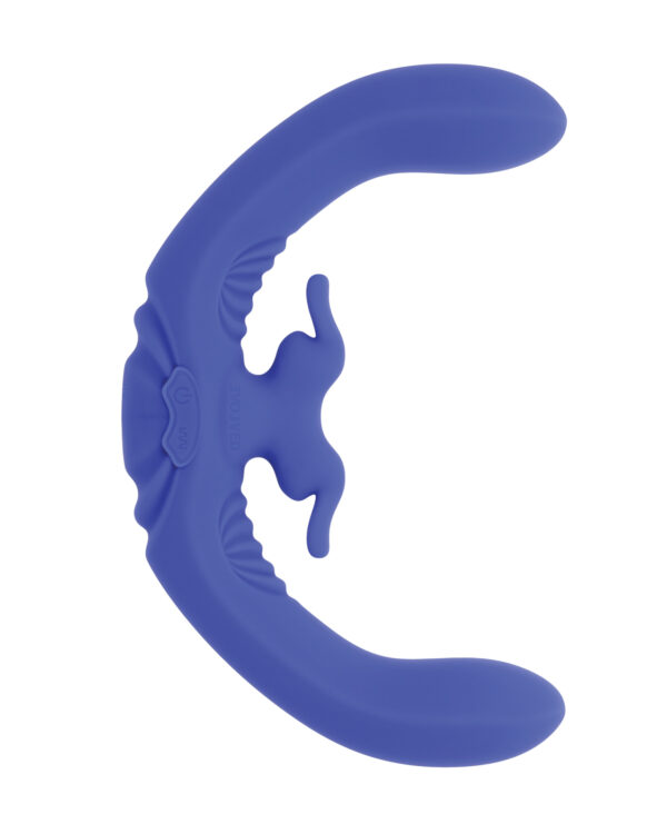 Evolved Lovebirds Curved Dual-Ended Rabbit Vibe w/Remote Control - Blue - Image 3