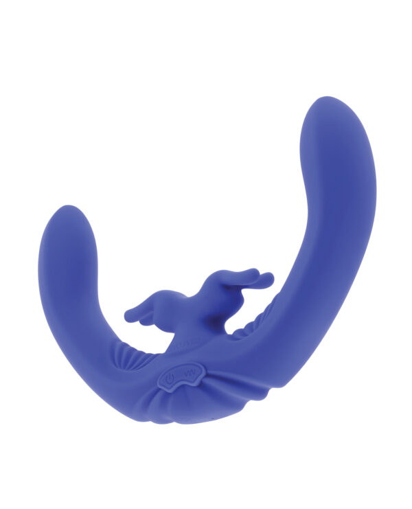 Evolved Lovebirds Curved Dual-Ended Rabbit Vibe w/Remote Control - Blue - Image 5