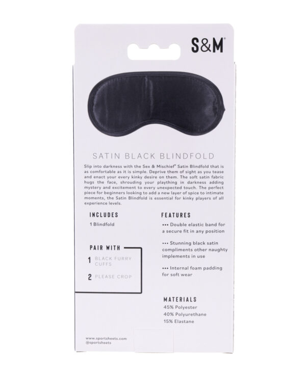 Sex & Mischief Satin Blindfold - Black - Image 3