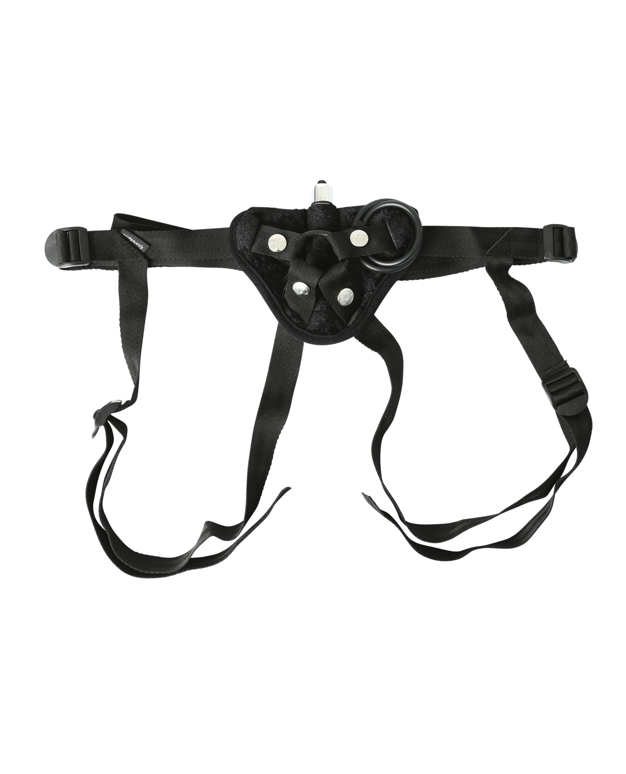 Sportsheets Vibrating Velvet Harness w/Bullet - Black - Image 2
