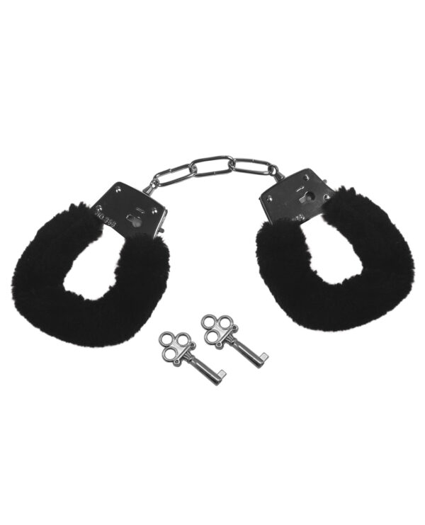 Sex & Mischief Furry Handcuffs - Black - Image 2