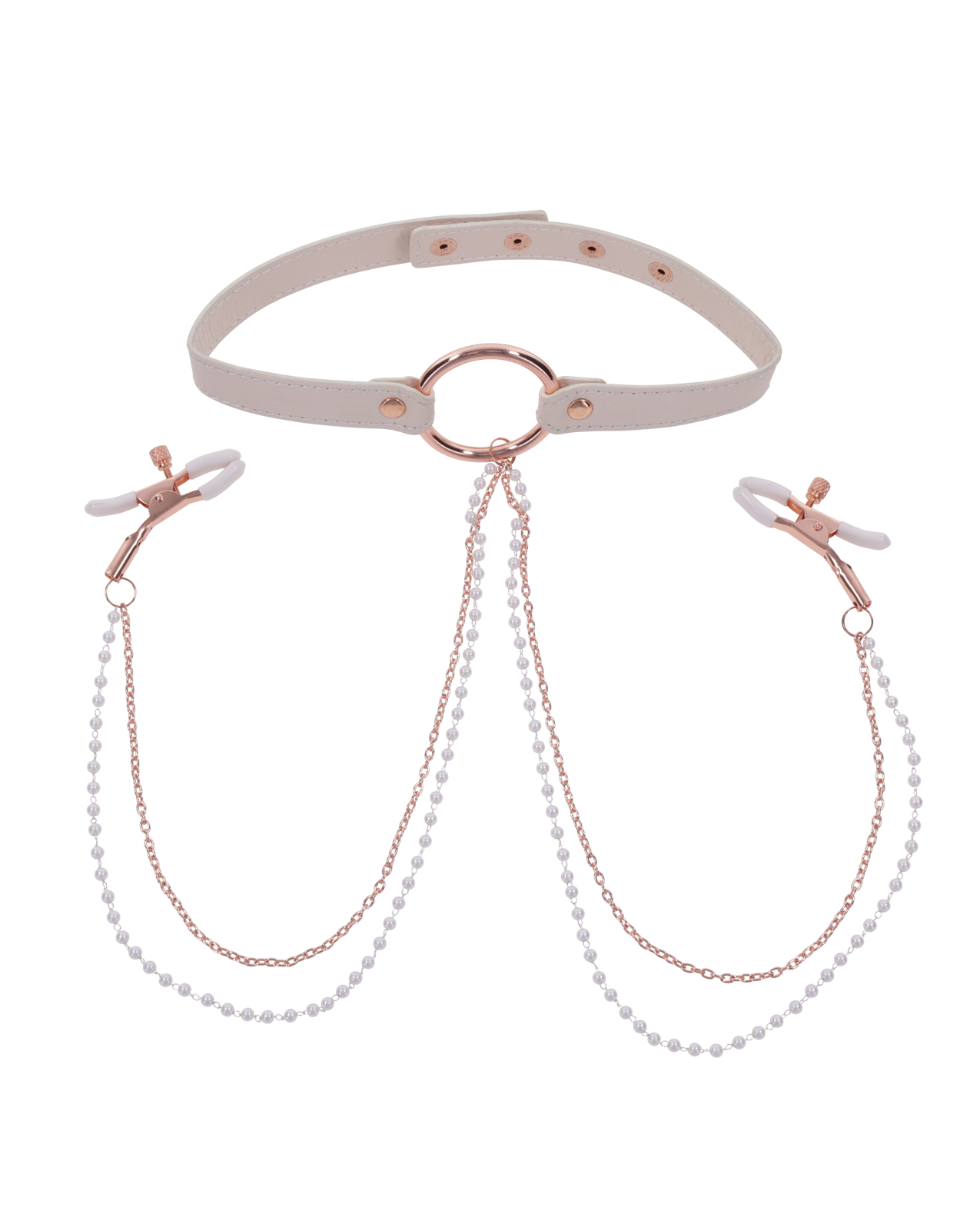 Sex & Mischief Peaches 'n CreaMe Collar w/Nipple Clamps - Image 2