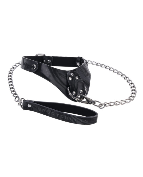 Sportsheets Velvet Noir Collar & Leash - Black - Image 3