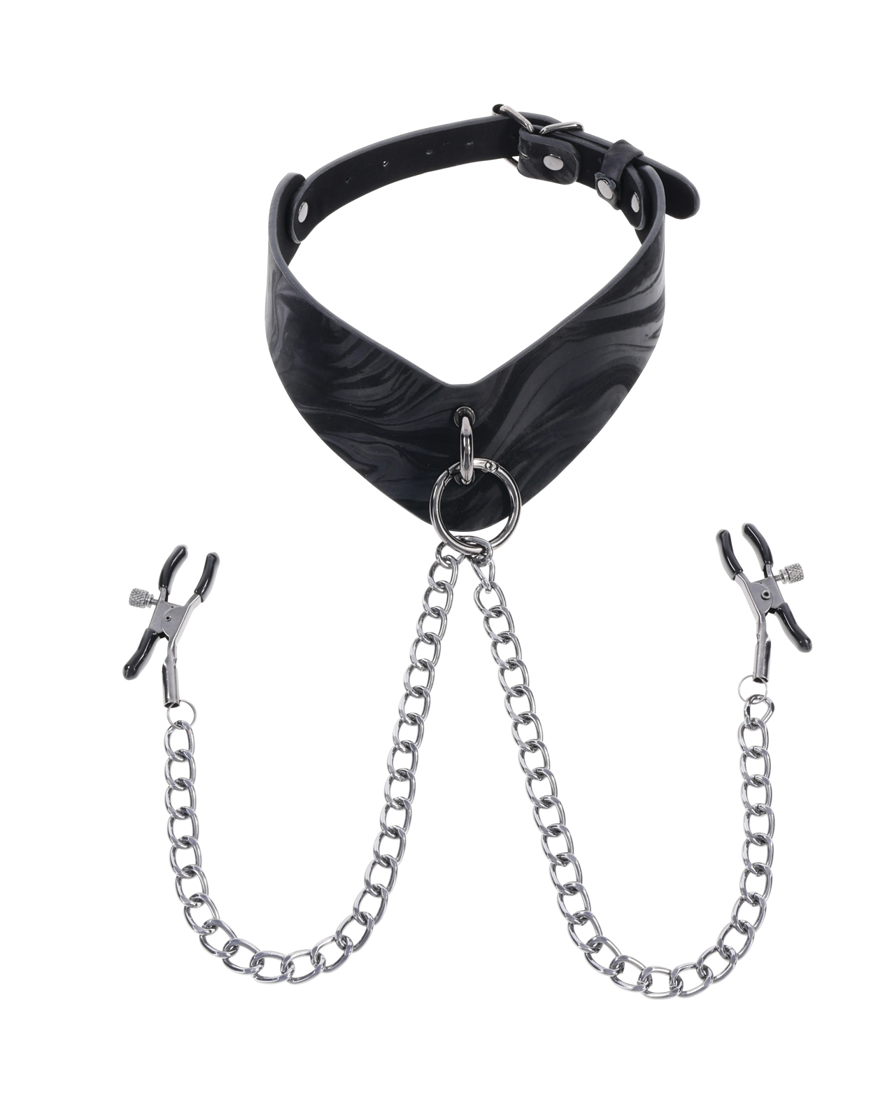 Sportsheets Velvet Noir Collar & Removable Clamps - Black - Image 2