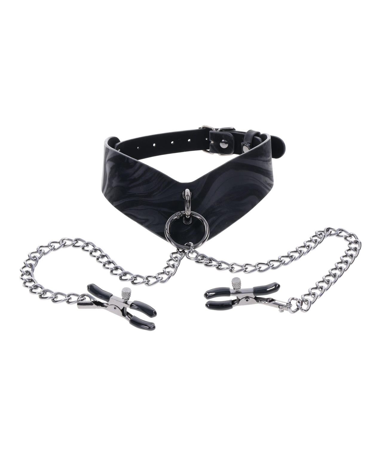 Sportsheets Velvet Noir Collar & Removable Clamps - Black - Image 3