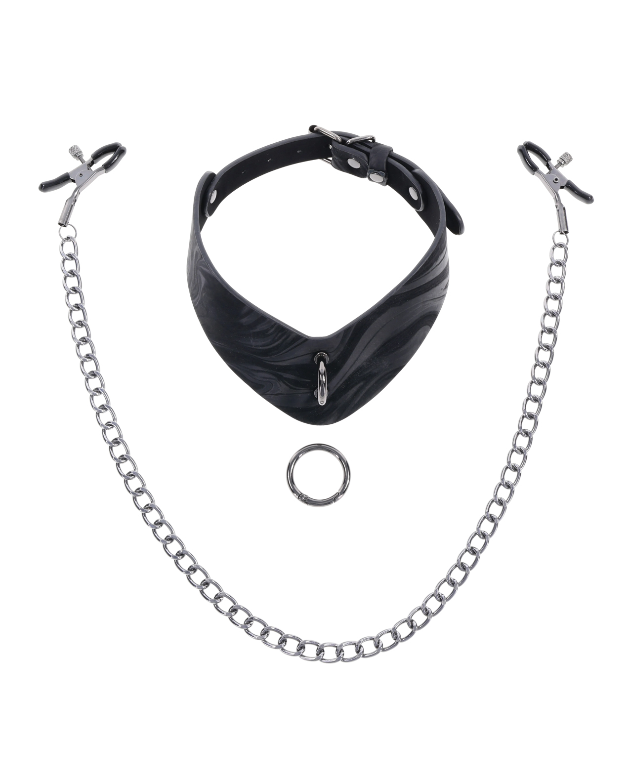 Sportsheets Velvet Noir Collar & Removable Clamps - Black - Image 4
