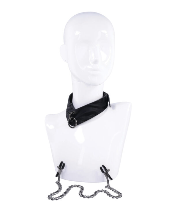 Sportsheets Velvet Noir Collar & Removable Clamps - Black - Image 5
