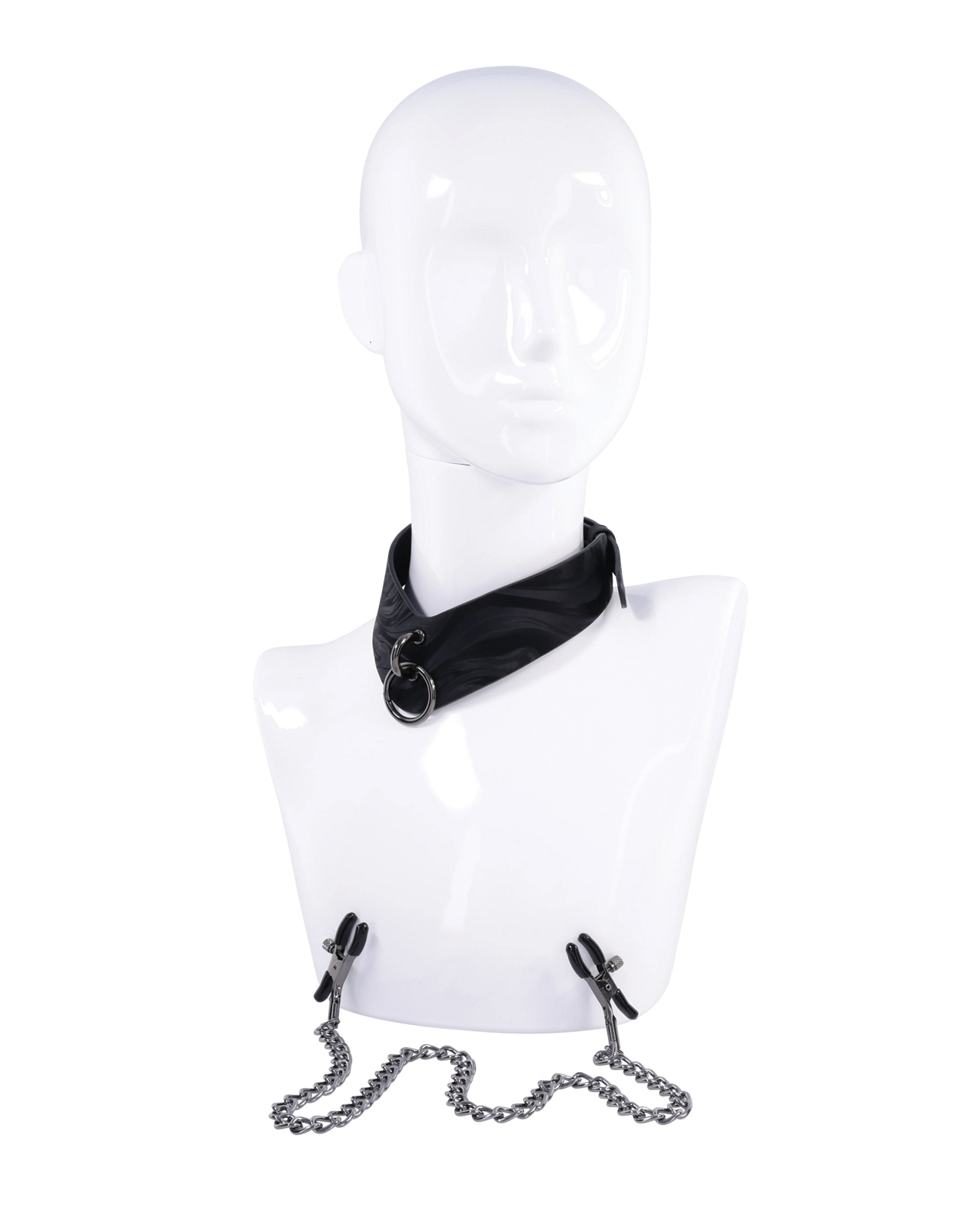 Sportsheets Velvet Noir Collar & Removable Clamps - Black - Image 5