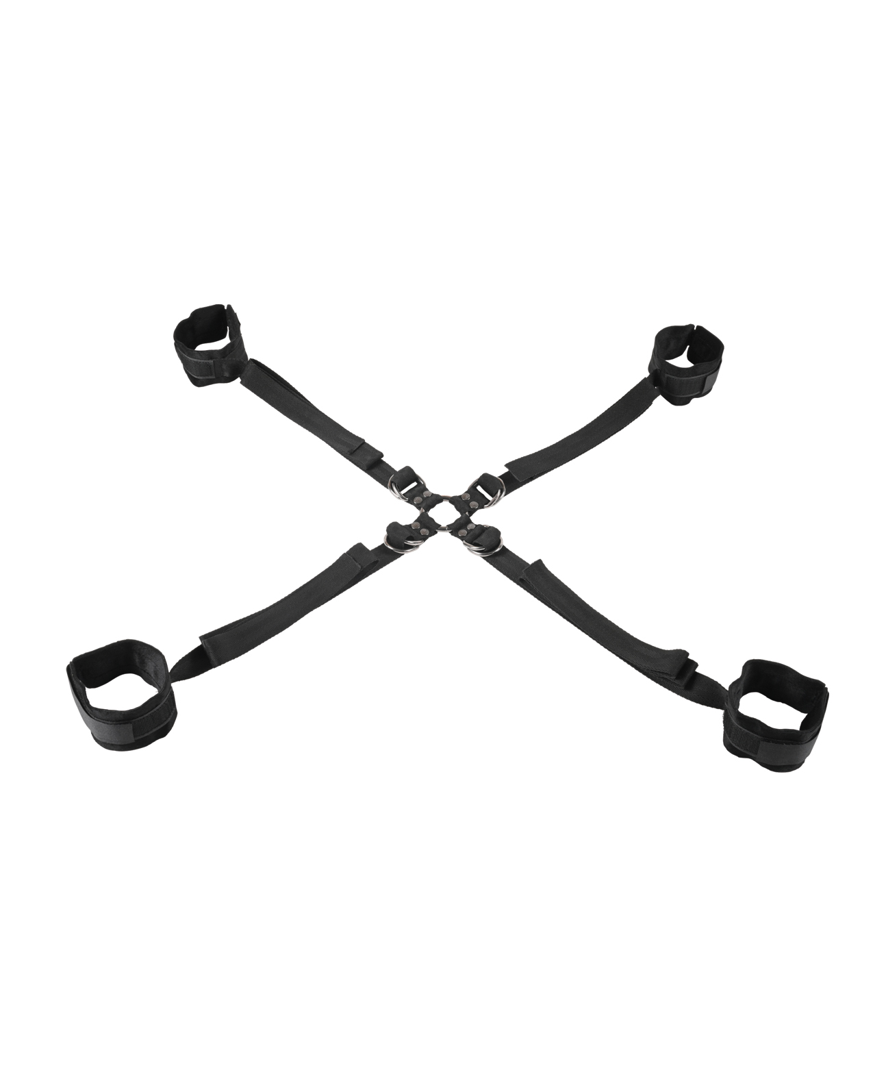 Sportsheets Velvet Noir Adjustable Hog Tie & Cuff Set - Black - Image 2